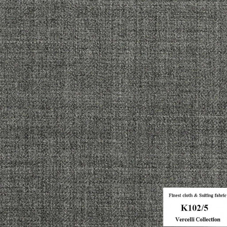 K102/5 Vercelli CXM - Vải Suit 95% Wool - Xám Trơn